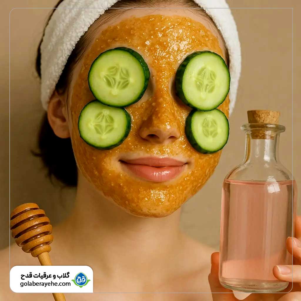 ماسک خیار و گلاب و عسل برای پوست